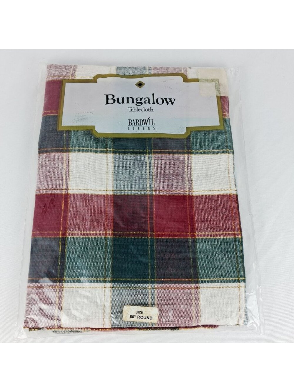 Bardwil Linens Bungalow 60" Round Cotton Plaid Tablecloth In Red Green White